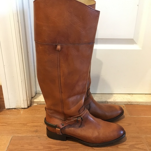 Frye Lindsay Spur Boots - Tan Colored Leather - 8M - Picture 6 of 7